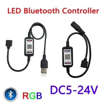 Veľkoobchod DC5V-24V LED USB RGB Controller 12V 4Pin Bezdrôtový Hudby, Bluetooth Radič RGB Pre 5050 2835 3528 Led Pásy Svetla