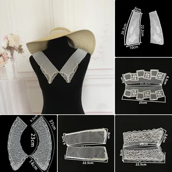Veľkoobchodný predaj 1-10 kusov biele vyšívané šifón šitie čipky DIY dekorácie spárované s oblečením golier príslušenstvo