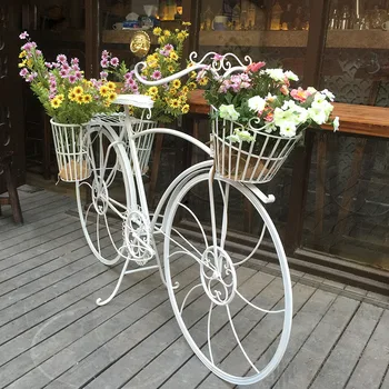 veľké biele 100 cm vysoký bicykel kvet stojan s 3 kvetina stand kovové svadobný kvetinový stojan pre svadobné oslavy dekorácie