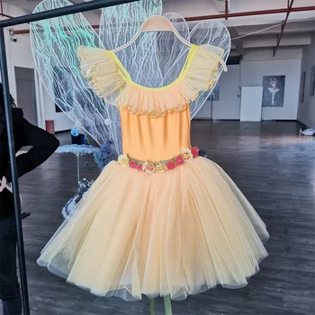 Vlastná Veľkosť custom color (Vlastné Farby Deti, Dievčatá, Pre-profesionálny Výkon Nosiť Žlté Balet Tutu Kostýmy