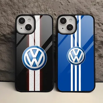 Volkswagens Auto LOGO Telefón puzdro Pre Iphone 15 Pro Max 14 12 11 13 Mini 6 8 7 Plus X Xs XR PC+TPU Dizajn Zadného Krytu