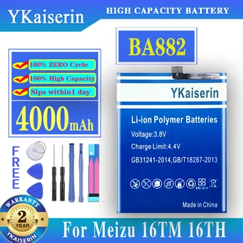YKaiserin Nové 4000mAh BA882 Náhradné Batérie Pre Meizu Meizy16 16TM 16. Batériu Mobilného Telefónu Bateria