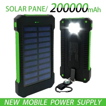 Zadarmo Shipping200000mAh Top Solar Power Bank Nepremokavé Núdzové Nabíjačky Externú Batériu Powerbank pre MI IPhone LED SOS Svetlo
