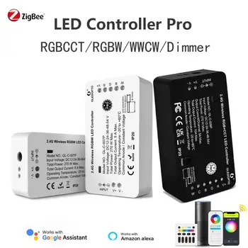 Zigbee 3.0 LED Pásy Controller Pro RGBCCT / RGBW / WWCW / Stmievač Radič S Tlačidlo Reset Podporu Alexa Hlas RF Diaľkový Spínač