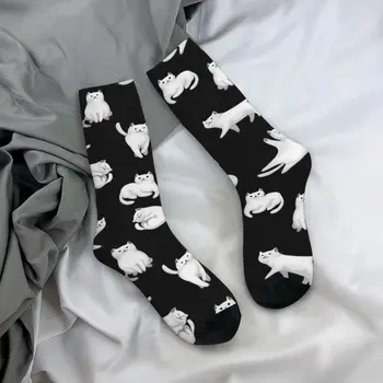 Zábavné Vtipné Mačku Basketbal Ponožky Cute Kitty Polyester Dlhé Ponožky pre Unisex Priedušná