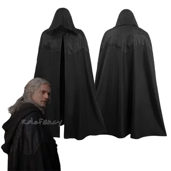 Čarodejnice Geralt Cosplay Kostým Čierny Plášť S Kapucňou, Unisex Fantasia Oblečenie Halloween Karneval Party Zamaskovať Hrdinu Handričku Oblek